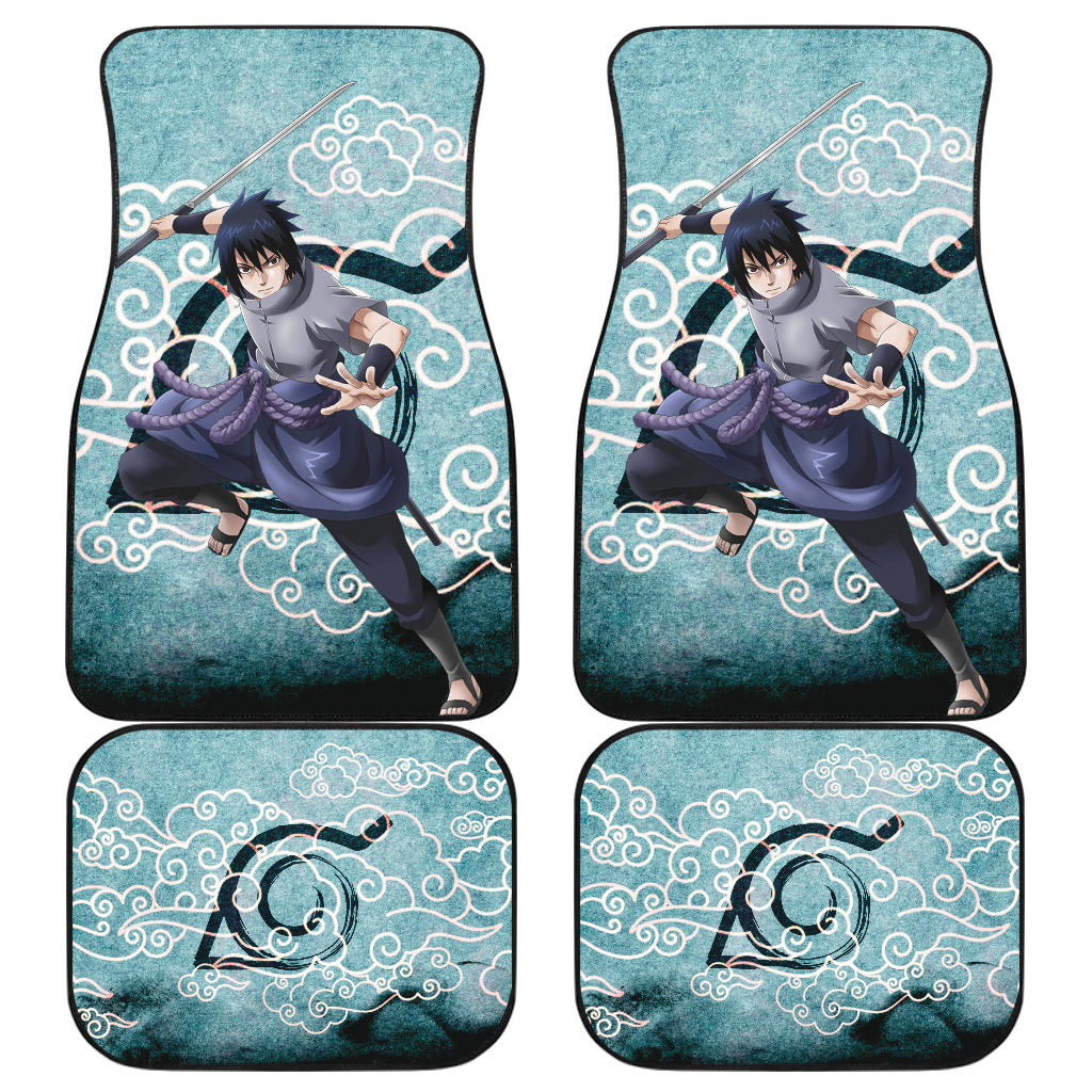 Naruto Anime Sasuke Uchiha Cloud Pattern Blue Theme Car Floor Mats Naruto Anime Sasuke Uchiha Cloud Pattern Blue Theme Car Floor Mats