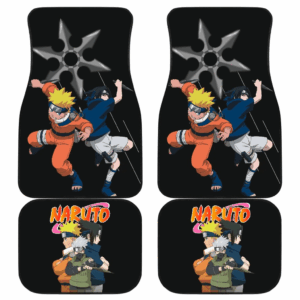 Naruto Anime Team 7 Young Naruto And Sasuke With Giant Shuriken Car Floor Mats