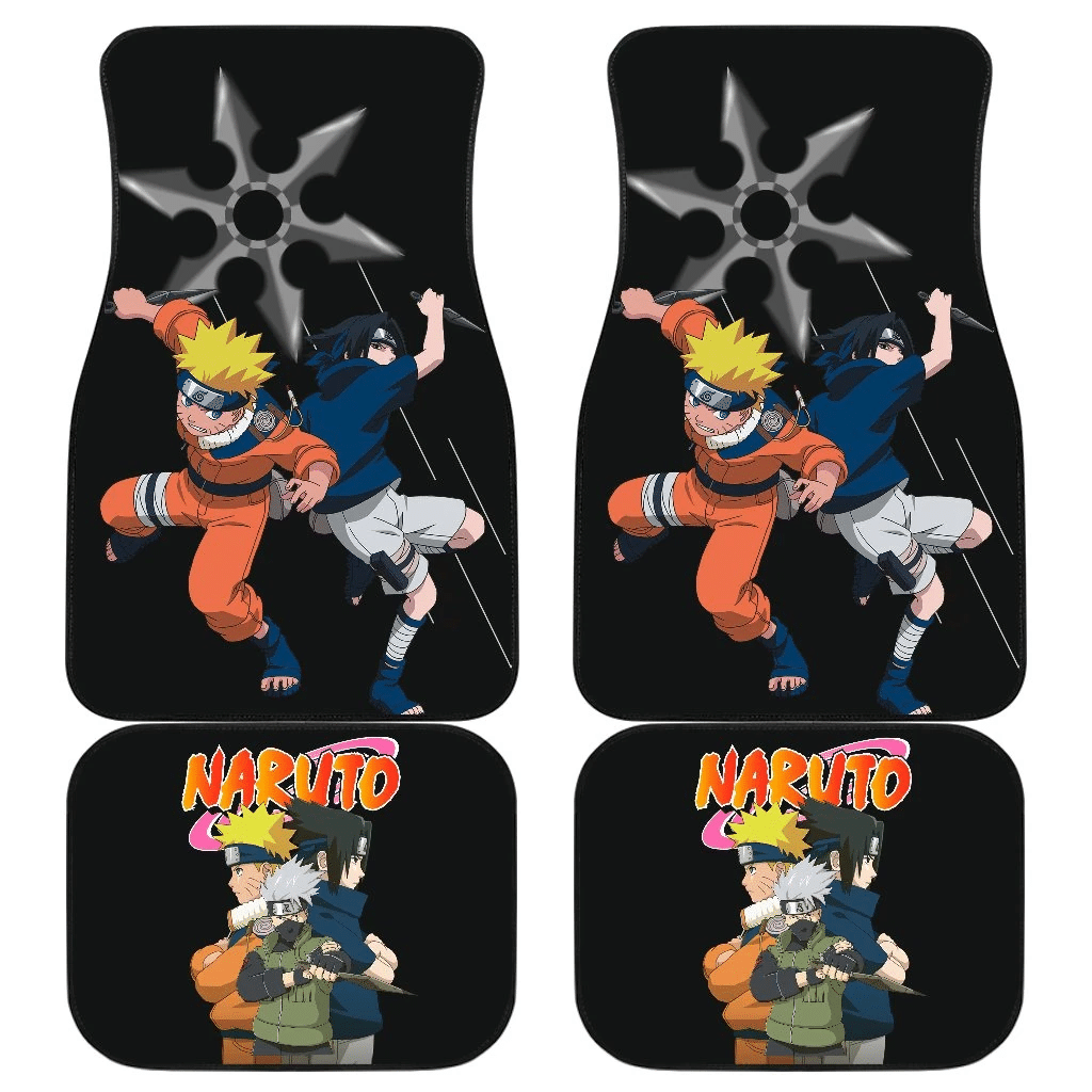 Naruto Anime Team 7 Young Naruto And Sasuke With Giant Shuriken Car Floor Mats Naruto Anime Team 7 Young Naruto And Sasuke With Giant Shuriken Car Floor Mats