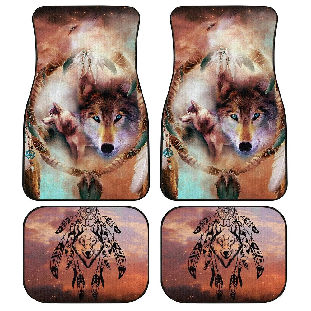 Native American Wolf Dreamcatcher Custom Car Floor Mats Accessories Native American Wolf Dreamcatcher Custom Car Floor Mats Accessories
