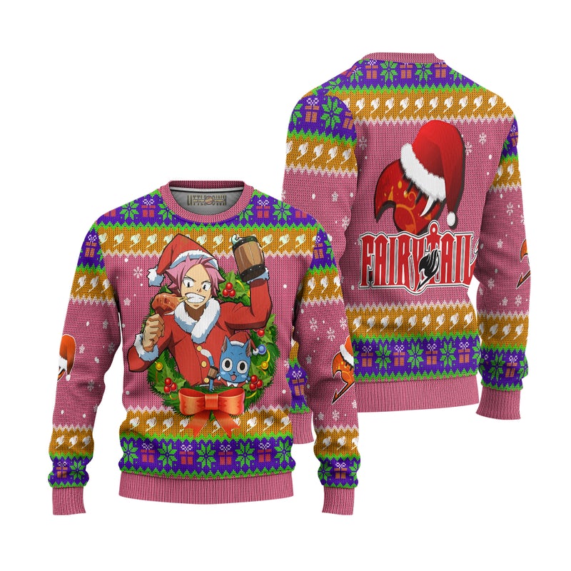 Natsu Dragneel Anime Ugly Christmas Sweater Custom Fairy Tail Xmas Gift Natsu Dragneel Anime Ugly Christmas Sweater Custom Fairy Tail Xmas Gift