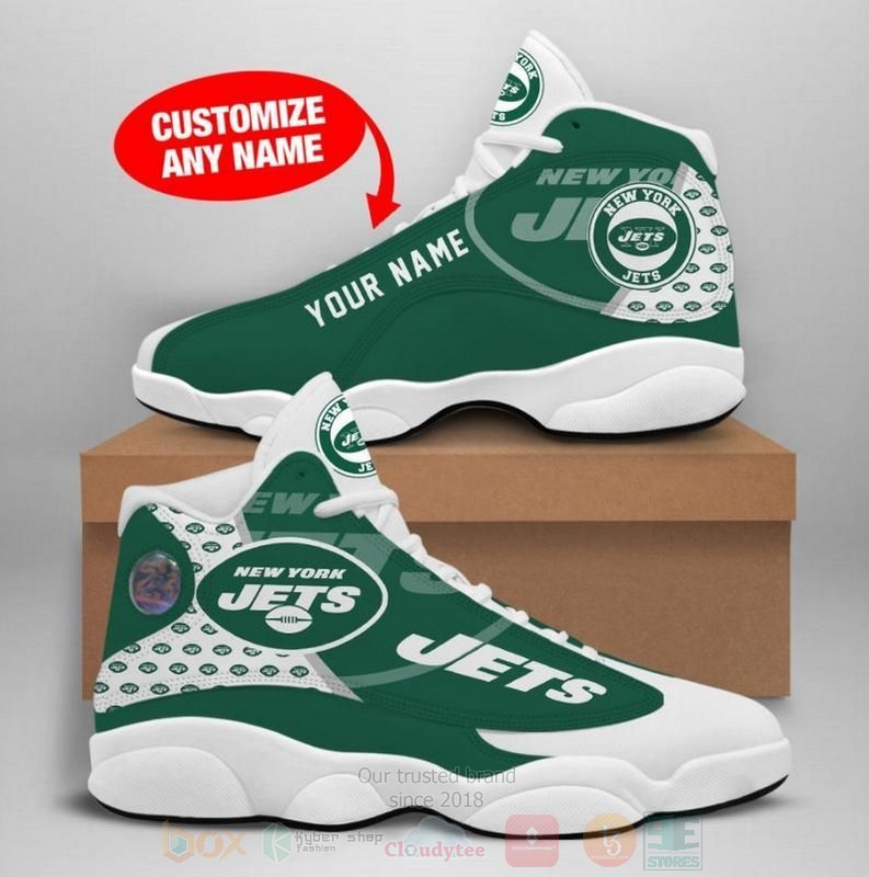 New York Jets Nfl Custom Name Air Jordan 13 Shoes 2 New York Jets Nfl Custom Name Air Jordan 13 Shoes 2