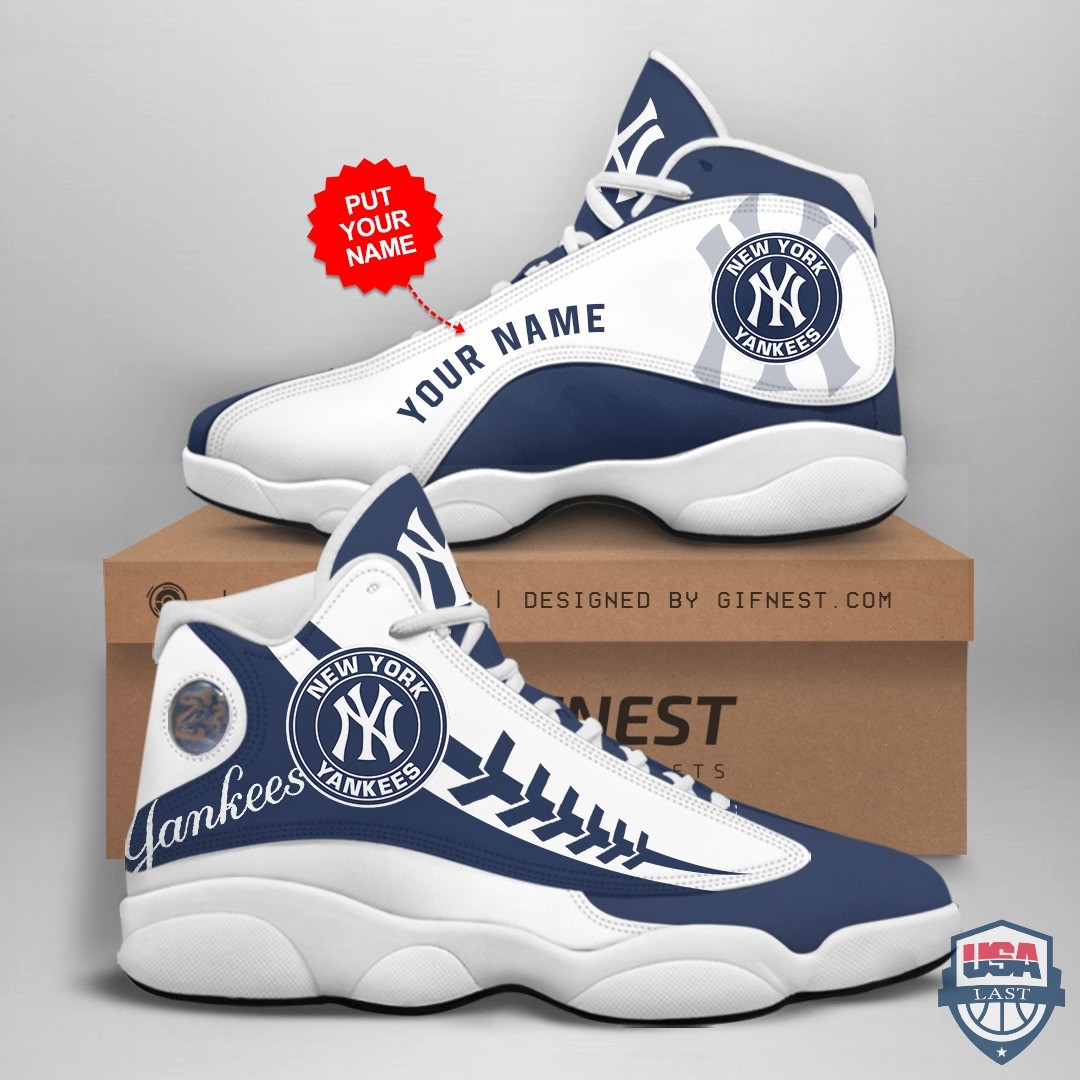 New York Yankee Air Jordan 13 Custom Name Personalized Shoes New York Yankee Air Jordan 13 Custom Name Personalized Shoes