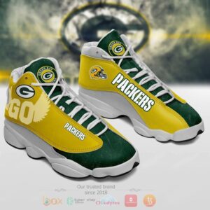 Nfl Green Bay Packers Yellow Green Air Jordan 13 Shoes