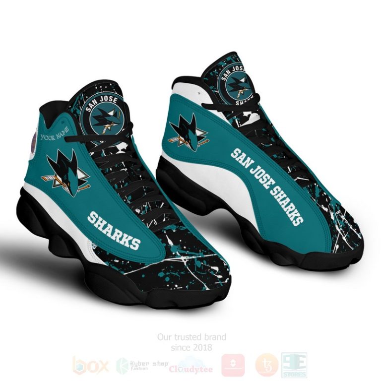 Nhl-San-Jose-Sharks-Personalized-Air-Jordan-13-Shoes-1