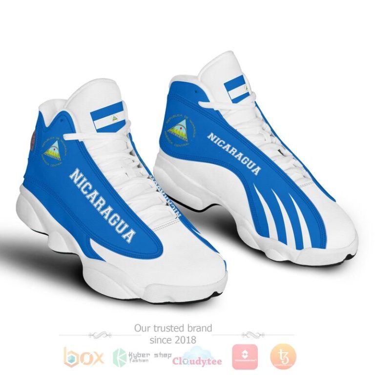 Nicaragua-Personalized-Blue-White-Air-Jordan-13-Shoes-1