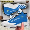 Nicaragua Personalized Blue White Air Jordan 13 Shoes