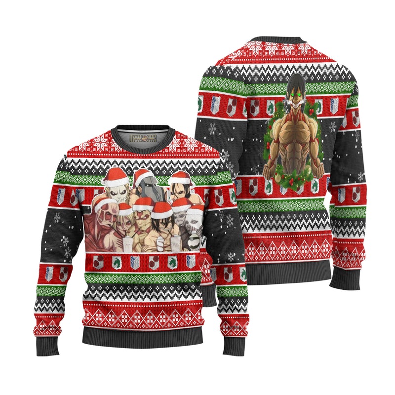 Nine Titans Attack on Titan Anime Ugly Christmas Sweater Xmas Gift Nine Titans Attack on Titan Anime Ugly Christmas Sweater Xmas Gift