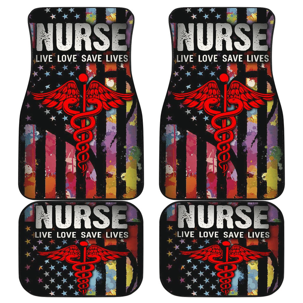 Nurse Live Love Save Lifes Car Floor Mats American Flag T041820 Nurse Live Love Save Lifes Car Floor Mats American Flag T041820