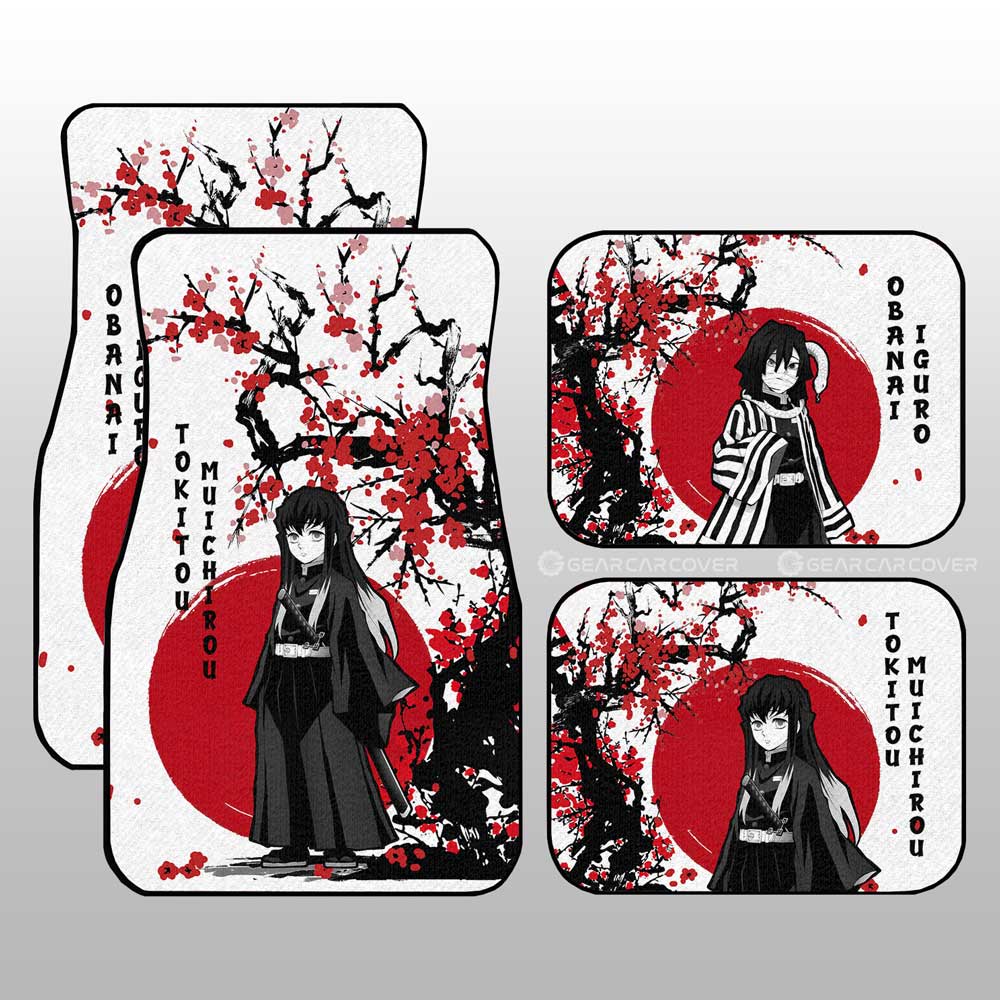 Obanai-And-Muichiro-Car-Floor-Mats-Custom-Japan-Style-Demon-Slayer-Gifts-For-Fans-1