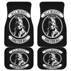 One For All Logo All Might in black theme Car Floor Mats 191017