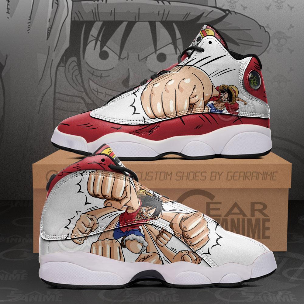 One Piece Luffy Gomu Gomu Air Jordan 13 Sneaker Shoes One Piece Luffy Gomu Gomu Air Jordan 13 Sneaker Shoes