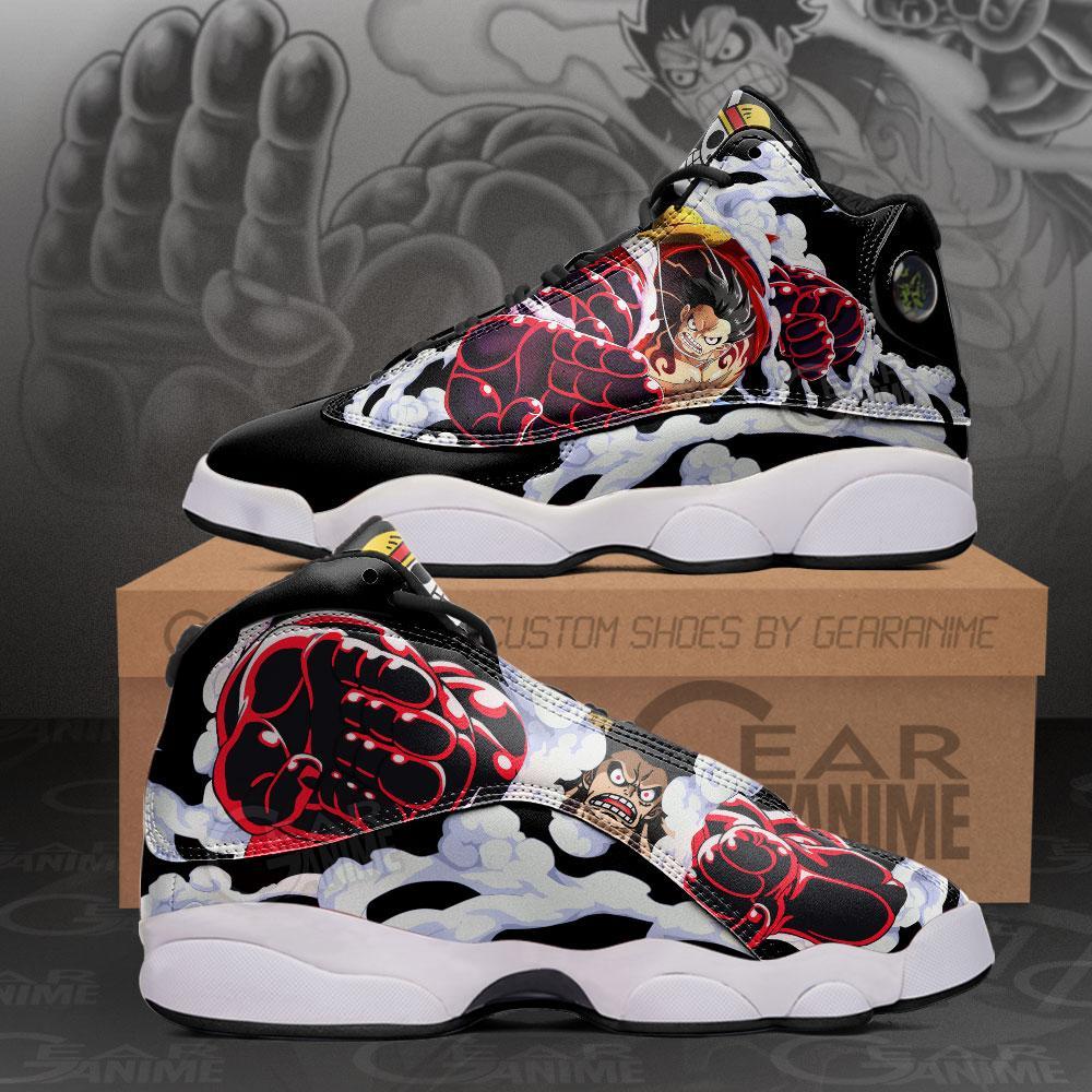 One Piece Monkey D Luffy Gear 4 Air Jordan 13 Sneaker Shoes One Piece Monkey D Luffy Gear 4 Air Jordan 13 Sneaker Shoes