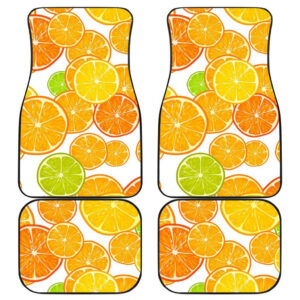 Orange Pieces Fresh Colorfull in White theme Car Floor Mats 191029