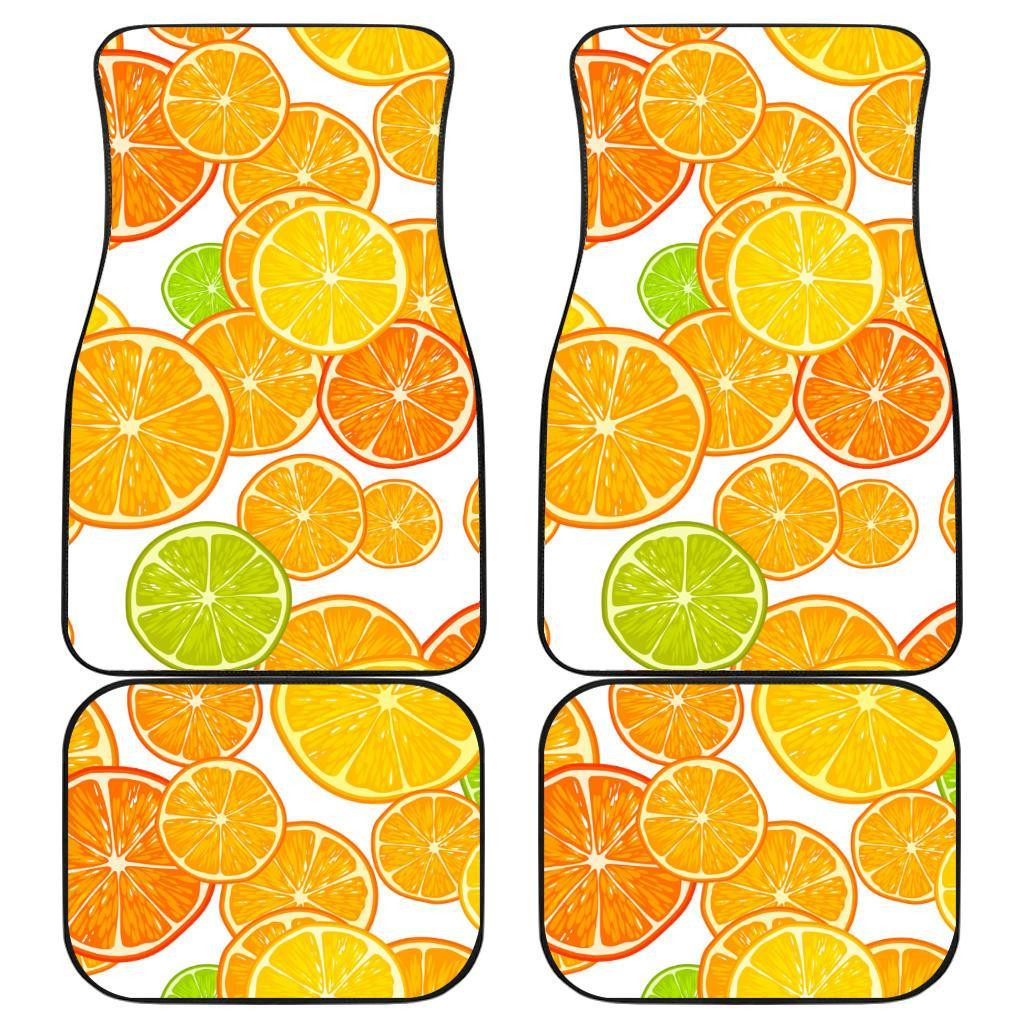 Orange Pieces Fresh Colorfull in White theme Car Floor Mats 191029 Orange Pieces Fresh Colorfull in White theme Car Floor Mats 191029