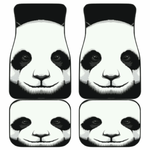 Panda 3D Smile Face Wlid Animal in Black theme Car Floor Mats 191029