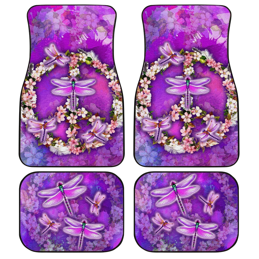 Peace Sign Car Floor Mats Custom Flower Dragonfly Car Accessories Gifts Idea Peace Sign Car Floor Mats Custom Flower Dragonfly Car Accessories Gifts Idea