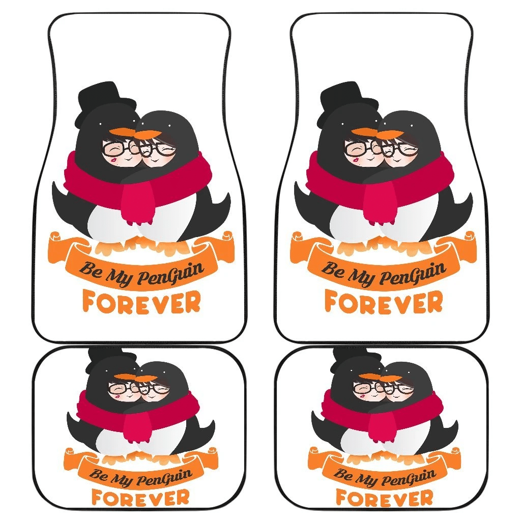 Penguin Couple Wild Animal in White theme Car Floor Mats 191029 Penguin Couple Wild Animal in White theme Car Floor Mats 191029
