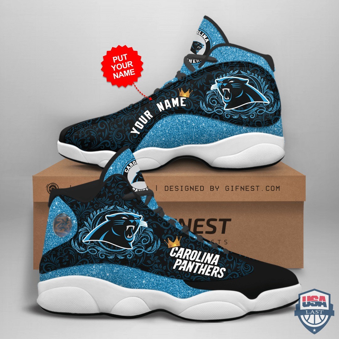 Personalized Carolina Panthers Glitter Air Jordan 13 Shoes Personalized Carolina Panthers Glitter Air Jordan 13 Shoes