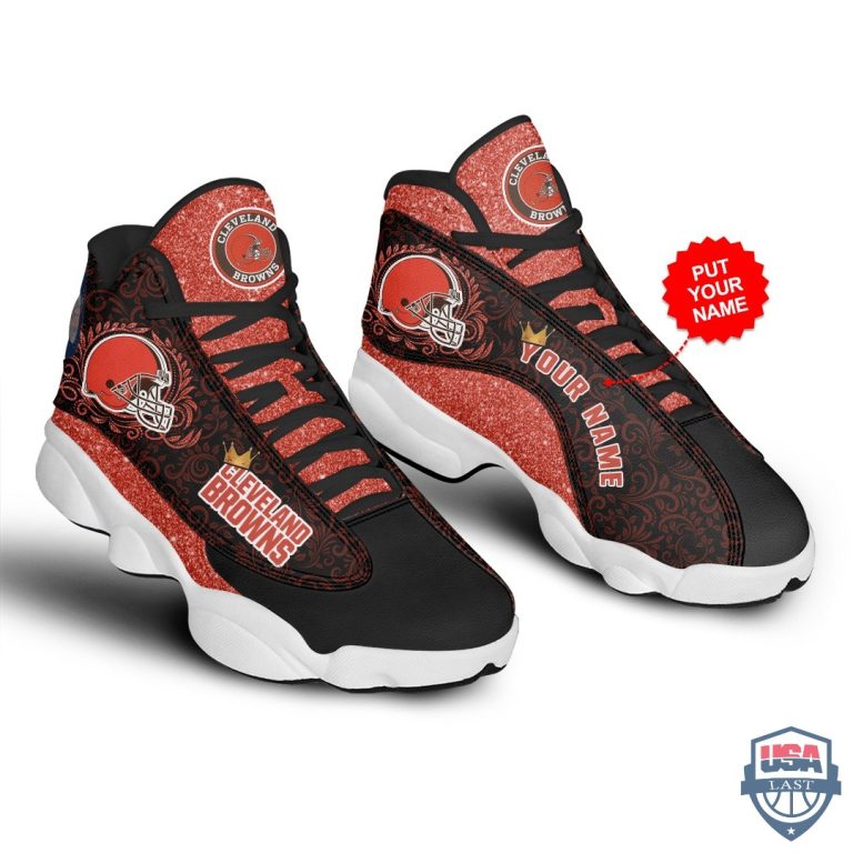 Personalized-Cleveland-Browns-Glitter-Air-Jordan-13-Shoes-2