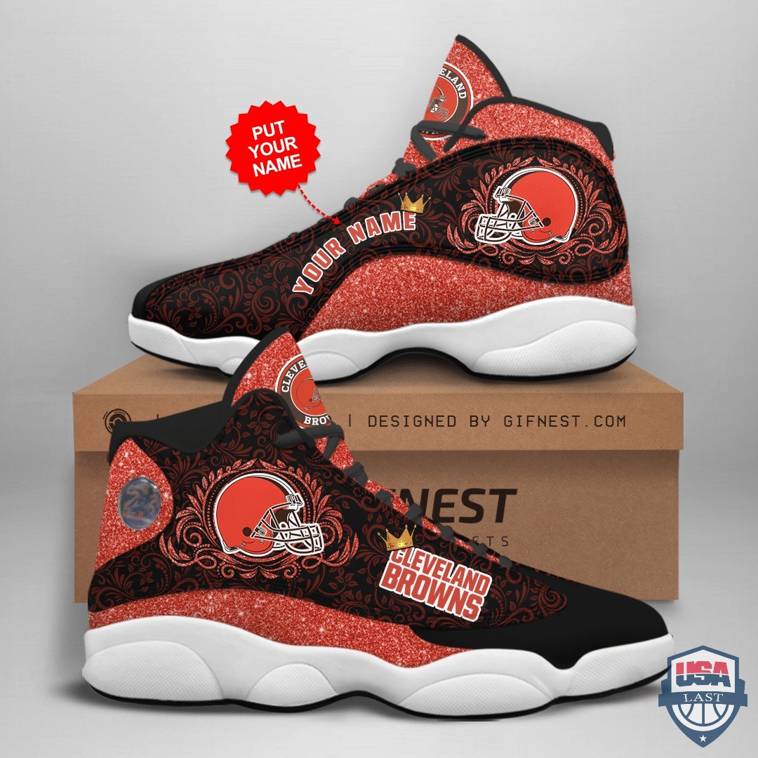 Personalized Cleveland Browns Glitter Air Jordan 13 Shoes Personalized Cleveland Browns Glitter Air Jordan 13 Shoes