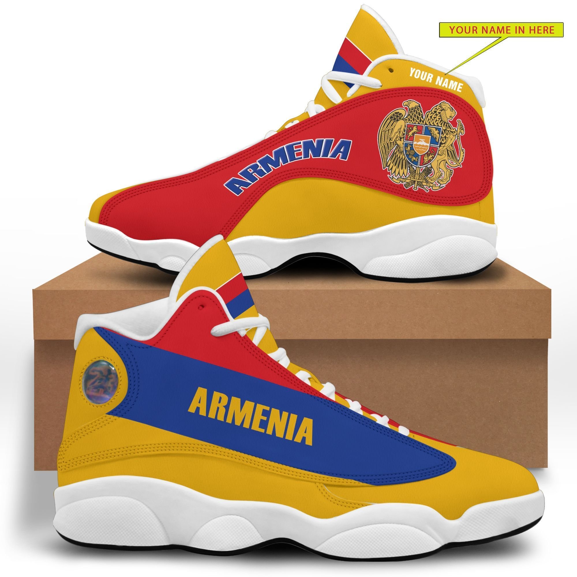 Personalized Coat Of Arms Of Armenia Custom Air Jordan 13 Shoes Personalized Coat Of Arms Of Armenia Custom Air Jordan 13 Shoes