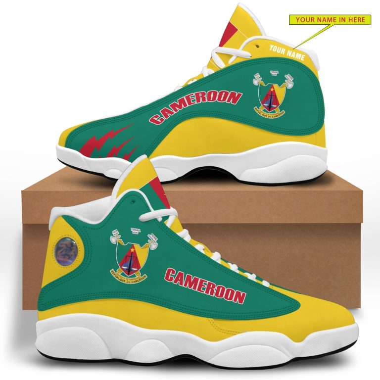 Personalized-Coat-Of-Arms-Of-Cameroon-Yellow-Green-Custom-Air-Jordan-13-Shoes-1