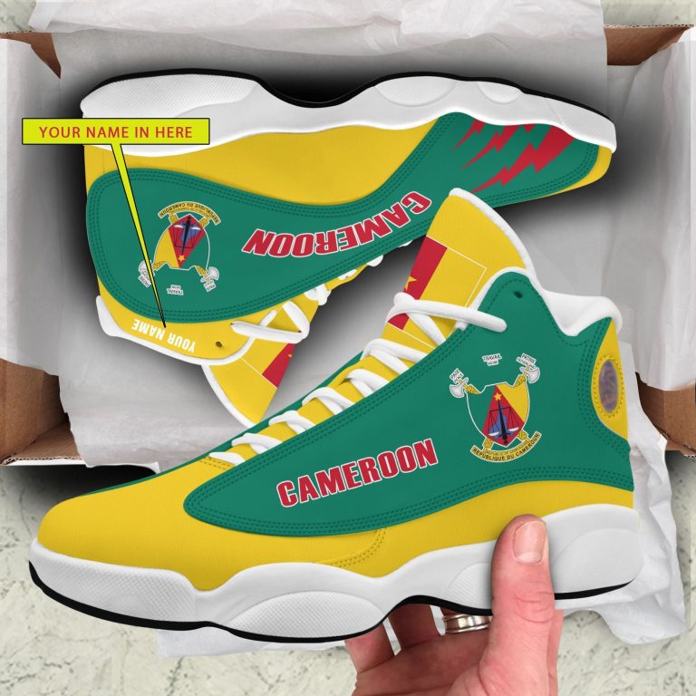 Personalized-Coat-Of-Arms-Of-Cameroon-Yellow-Green-Custom-Air-Jordan-13-Shoes-3