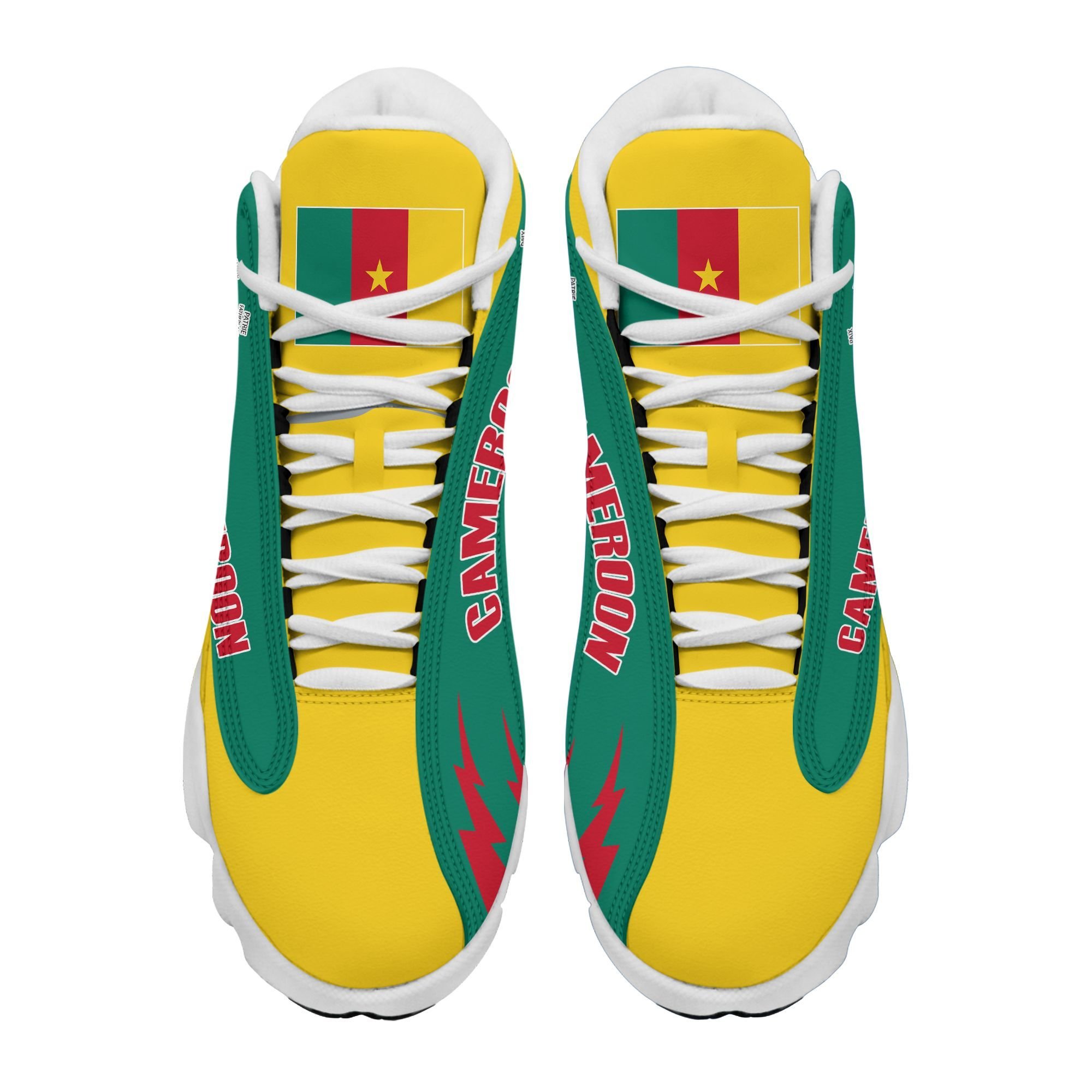 Personalized Coat Of Arms Of Cameroon Yellow Green Custom Air Jordan 13 Shoes Personalized Coat Of Arms Of Cameroon Yellow Green Custom Air Jordan 13 Shoes