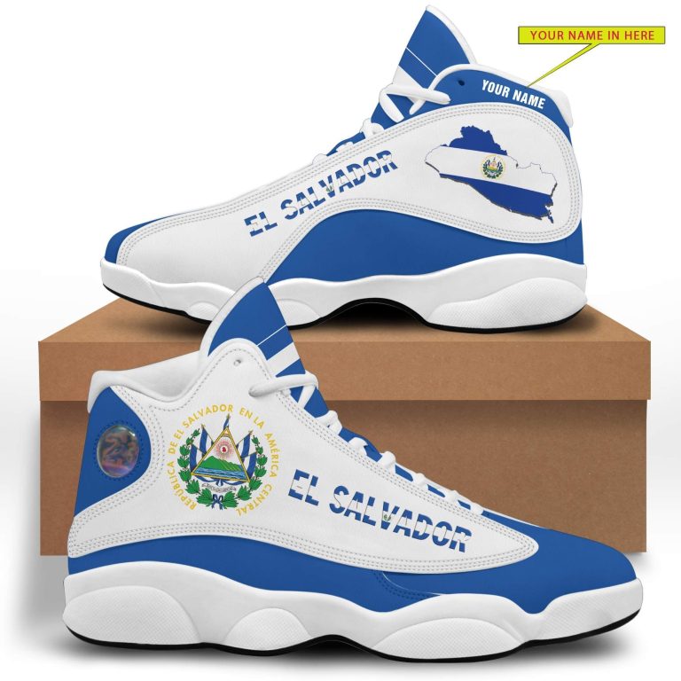 Personalized-Coat-Of-Arms-Of-El-Salvado-Blue-White-Custom-Air-Jordan-13-Shoes-5