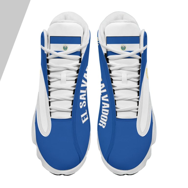 Personalized-Coat-Of-Arms-Of-El-Salvador-Blue-White-Custom-Air-Jordan-13-Shoes-1