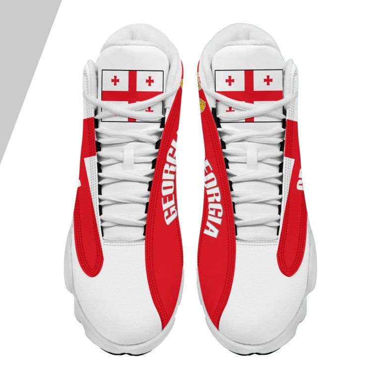 Personalized-Coat-Of-Arms-Of-Georgia-White-Red-Custom-Air-Jordan-13-Shoes-2