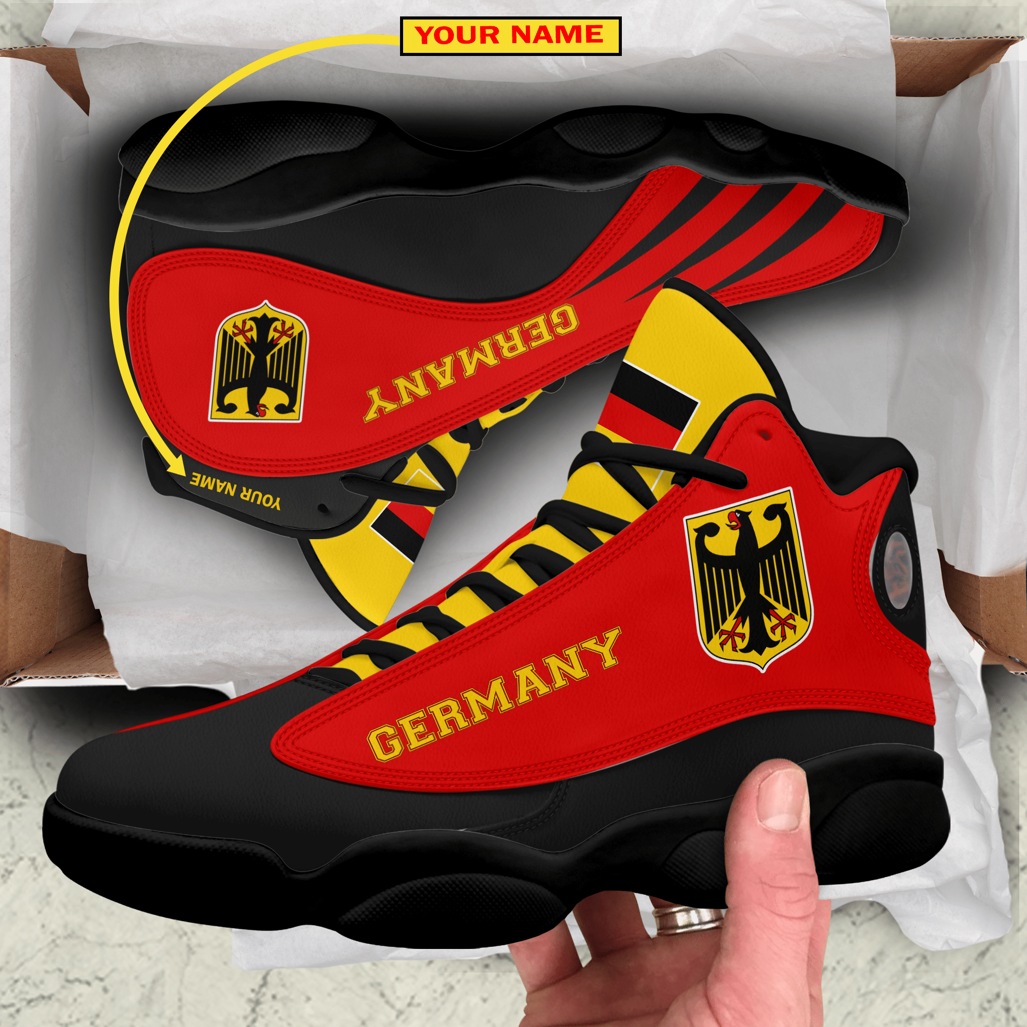 Personalized Coat Of Arms Of Germany Red Black Custom Air Jordan 13 Shoes Personalized Coat Of Arms Of Germany Red Black Custom Air Jordan 13 Shoes