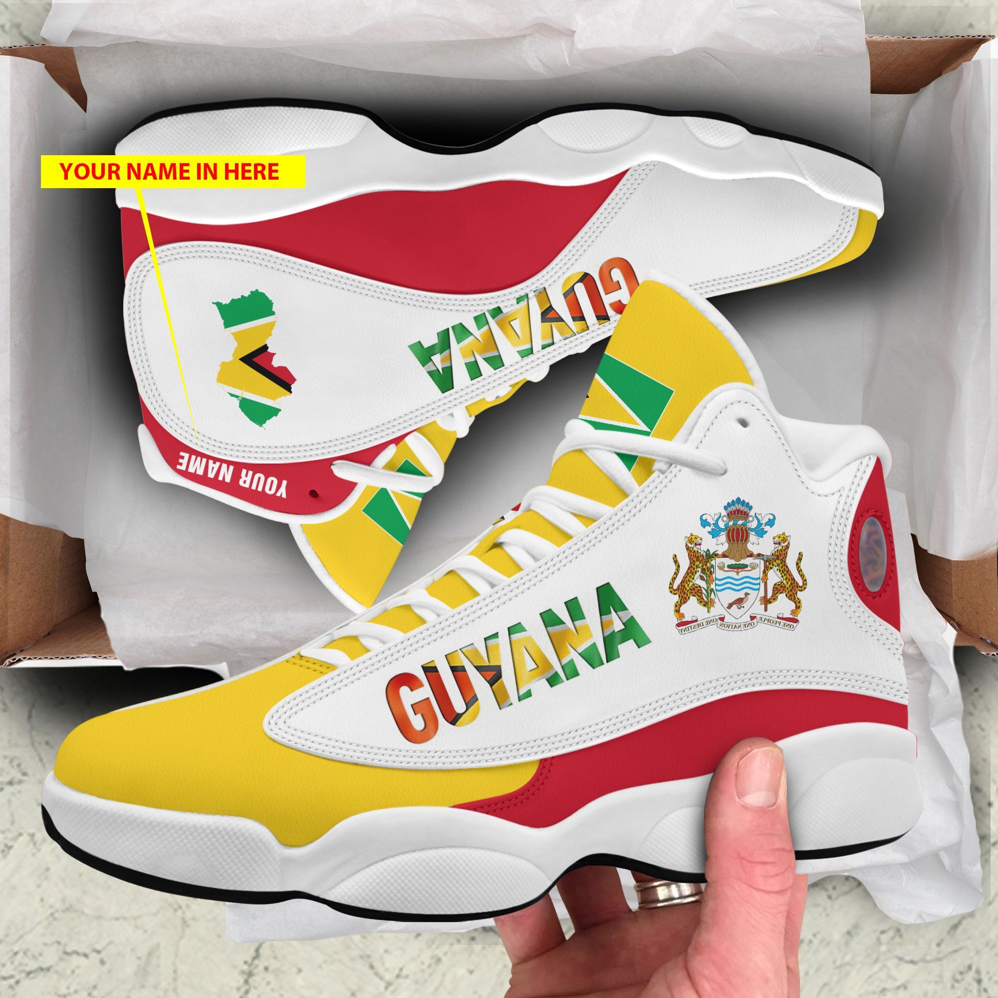 Personalized Coat Of Arms Of Guyana Custom Air Jordan 13 Shoes Personalized Coat Of Arms Of Guyana Custom Air Jordan 13 Shoes