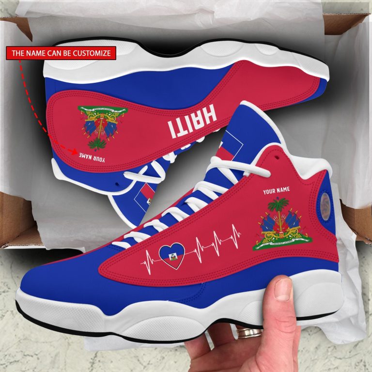 Personalized-Coat-Of-Arms-Of-Haiti-Blue-Red-Custom-Air-Jordan-13-Shoes-1