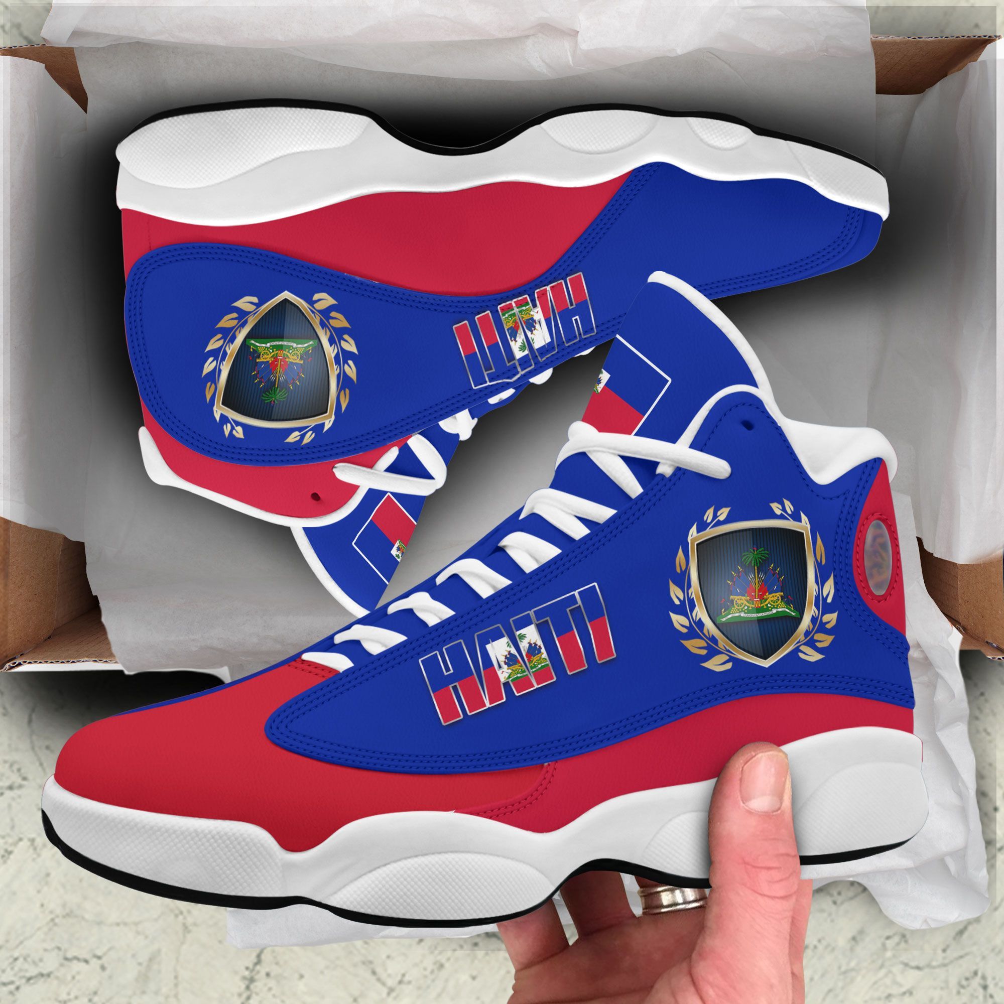Personalized Coat Of Arms Of Haiti Custom Air Jordan 13 Shoes Personalized Coat Of Arms Of Haiti Custom Air Jordan 13 Shoes