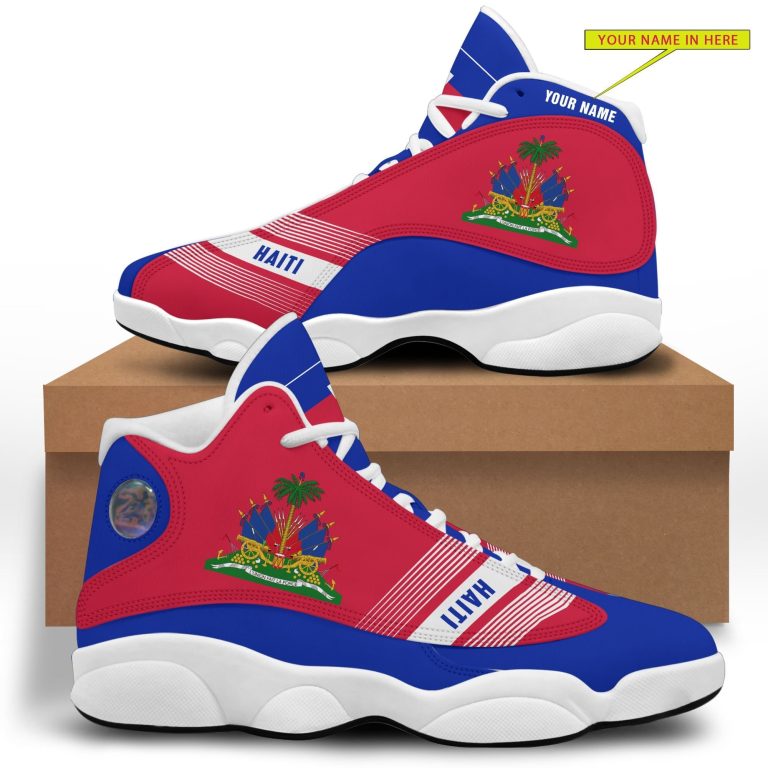 Personalized-Coat-Of-Arms-Of-Haiti-Red-Blue-Custom-Air-Jordan-13-Shoes-2