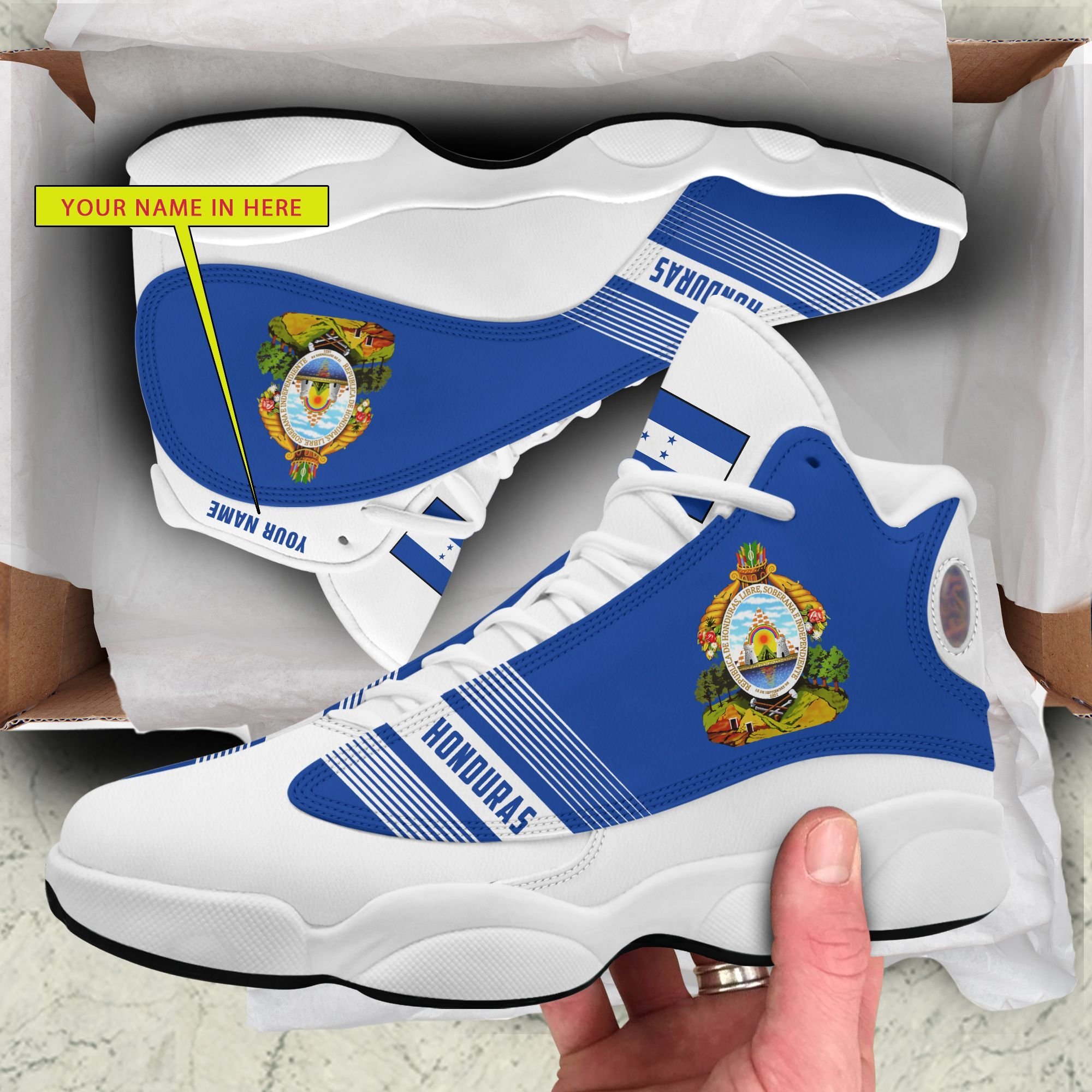 Personalized Coat Of Arms Of Honduras Custom Air Jordan 13 Shoes Personalized Coat Of Arms Of Honduras Custom Air Jordan 13 Shoes