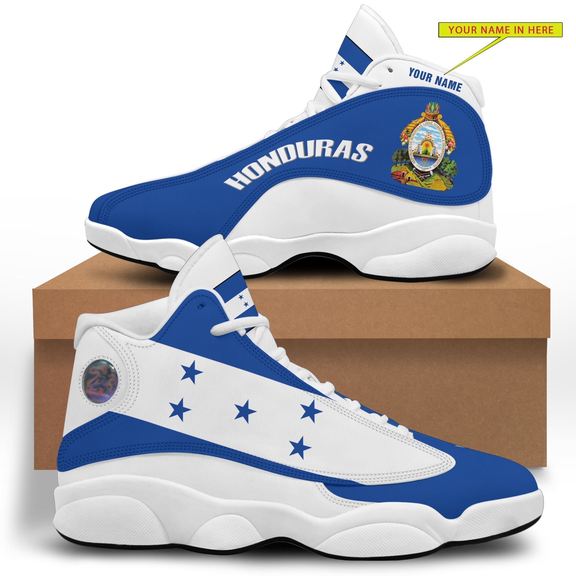 Personalized Coat Of Arms Of Honduras Flag Custom Air Jordan 13 Shoes Personalized Coat Of Arms Of Honduras Flag Custom Air Jordan 13 Shoes
