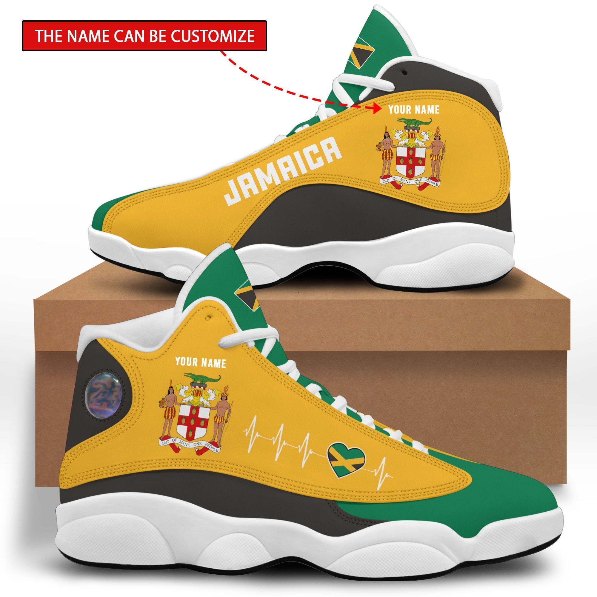 Personalized Coat Of Arms Of Jamaica Custom Air Jordan 13 Shoes Personalized Coat Of Arms Of Jamaica Custom Air Jordan 13 Shoes