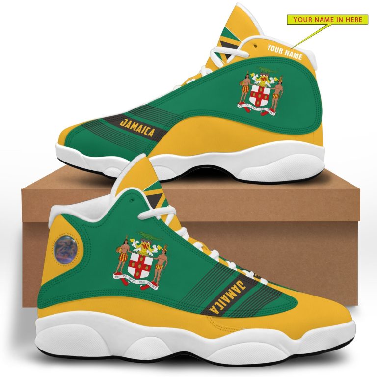 Personalized-Coat-Of-Arms-Of-Jamaica-Green-Yellow-Custom-Air-Jordan-13-Shoes-2