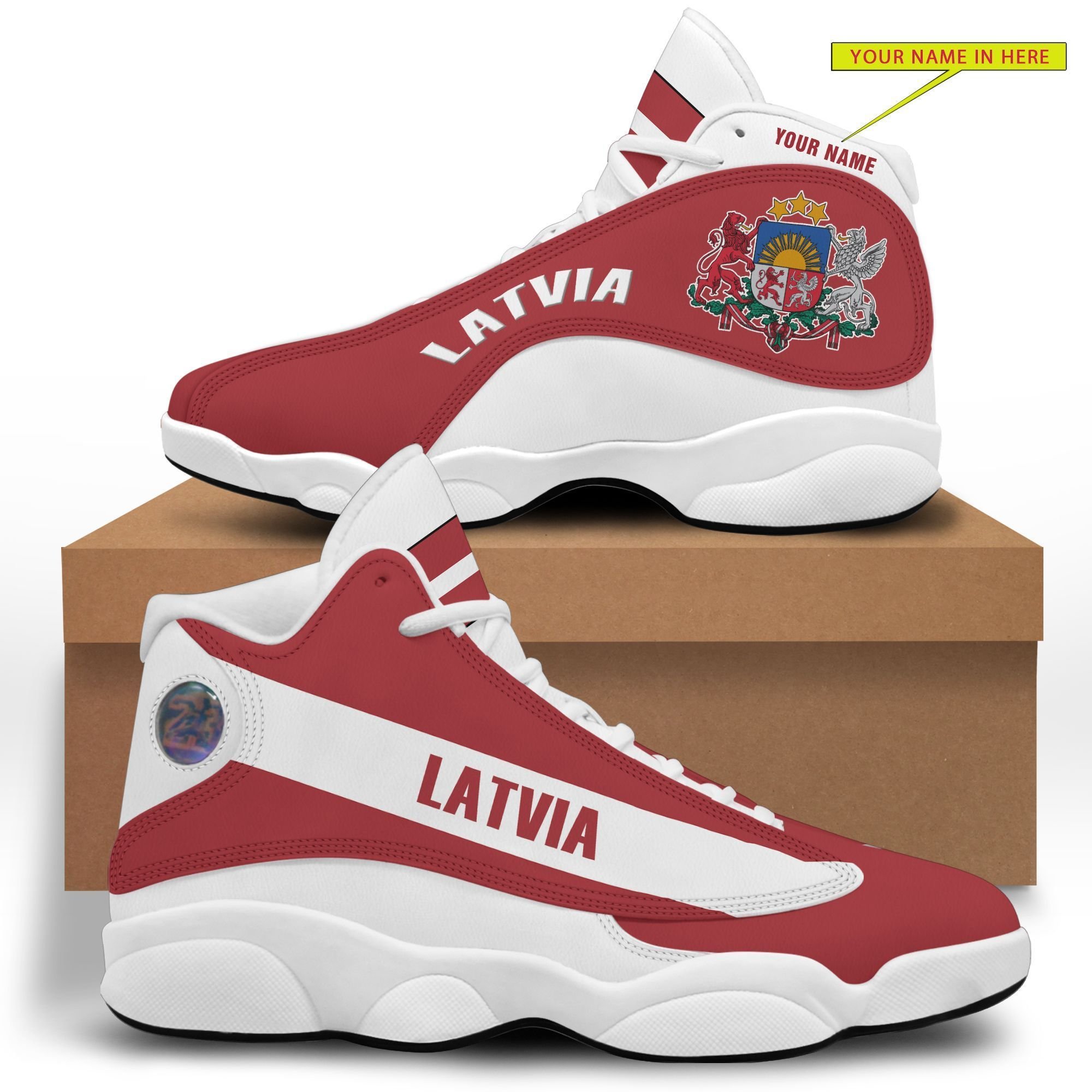 Personalized Coat Of Arms Of Latvia Custom Air Jordan 13 Shoes Personalized Coat Of Arms Of Latvia Custom Air Jordan 13 Shoes