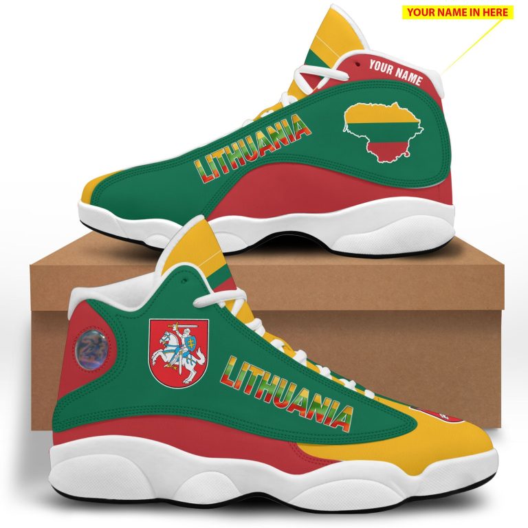Personalized-Coat-Of-Arms-Of-Lithuania-Map-Custom-Air-Jordan-13-Shoes-1