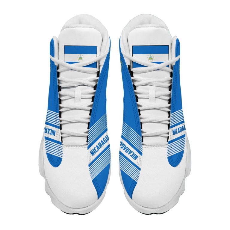 Personalized-Coat-Of-Arms-Of-Nicaragua-White-Blue-Custom-Air-Jordan-13-Shoes-2