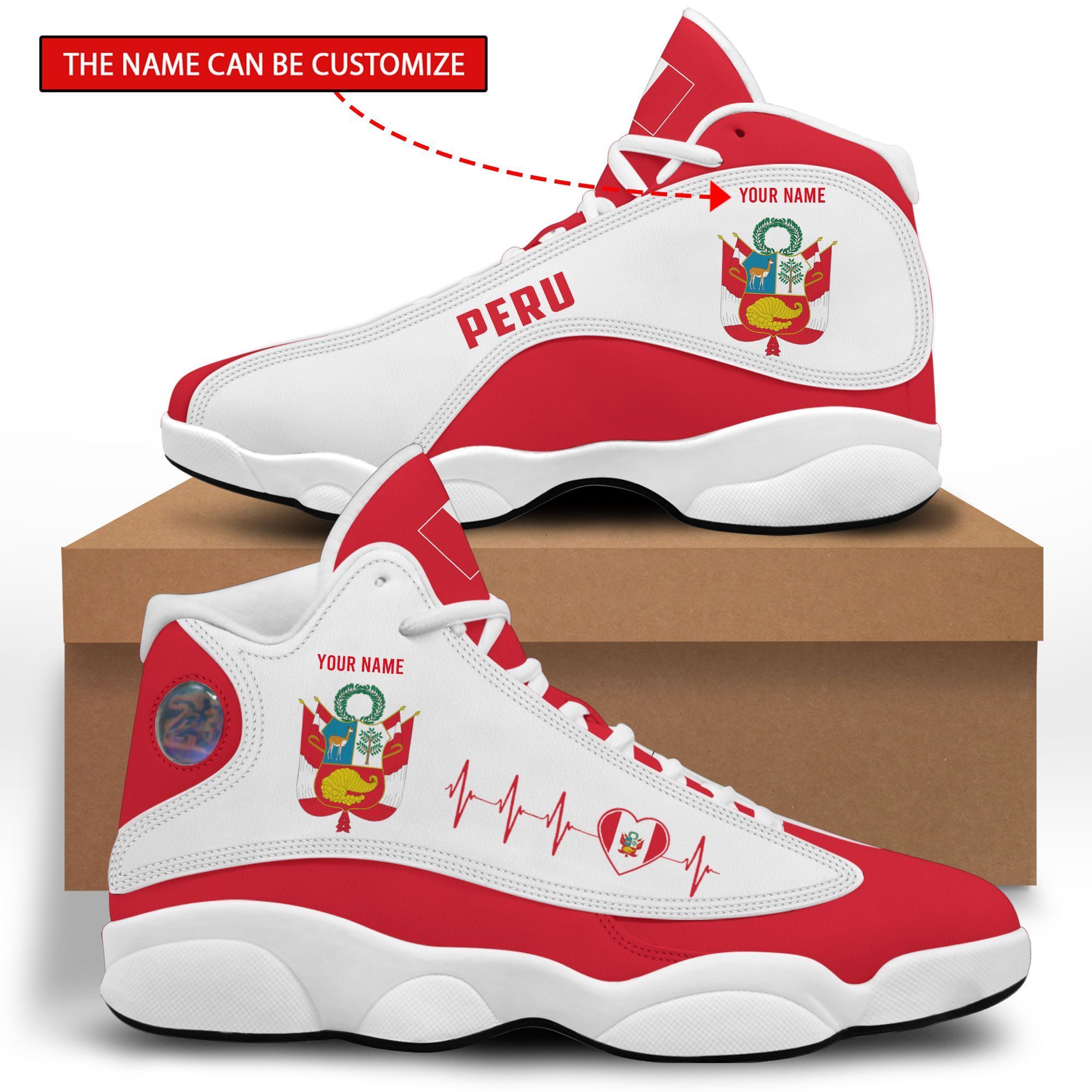 Personalized Coat Of Arms Of Peru Custom Air Jordan 13 Shoes Personalized Coat Of Arms Of Peru Custom Air Jordan 13 Shoes