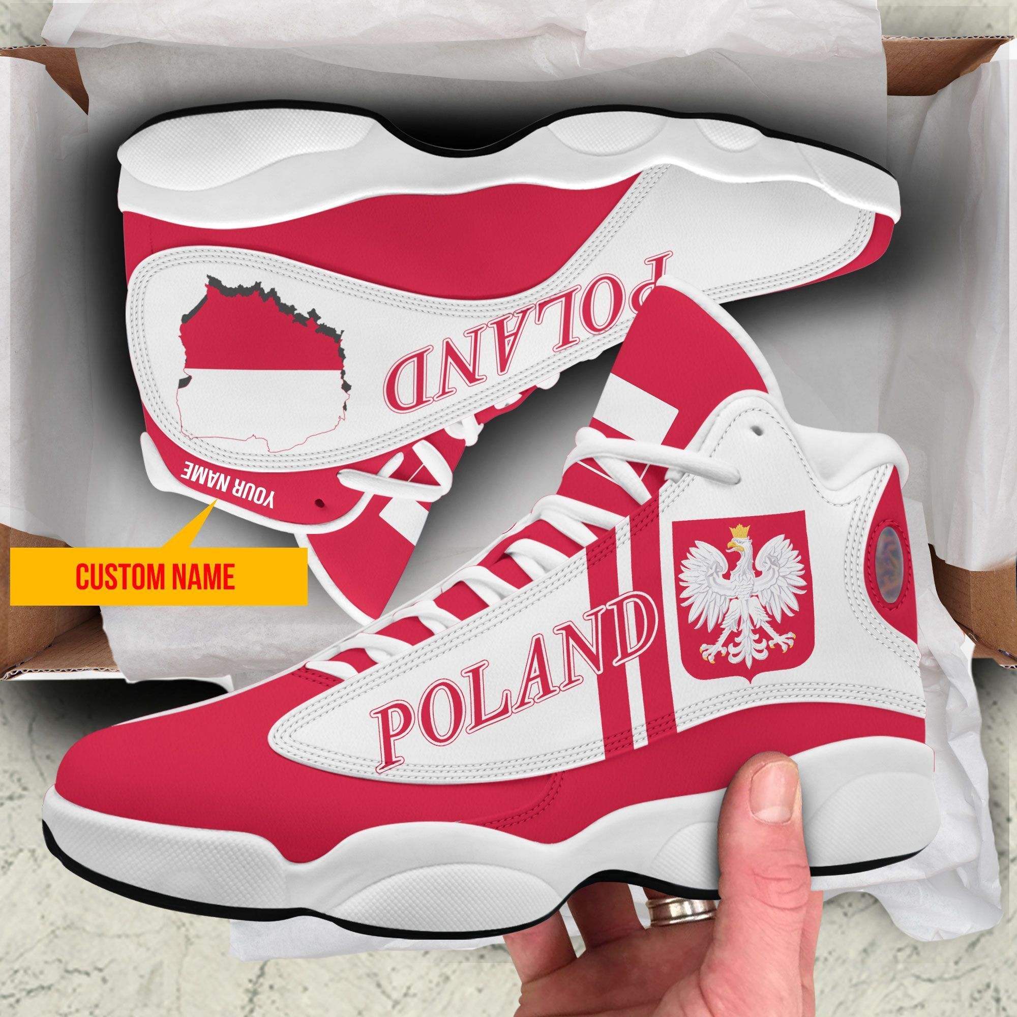Personalized Coat Of Arms Of Poland Custom Air Jordan 13 Shoes Personalized Coat Of Arms Of Poland Custom Air Jordan 13 Shoes