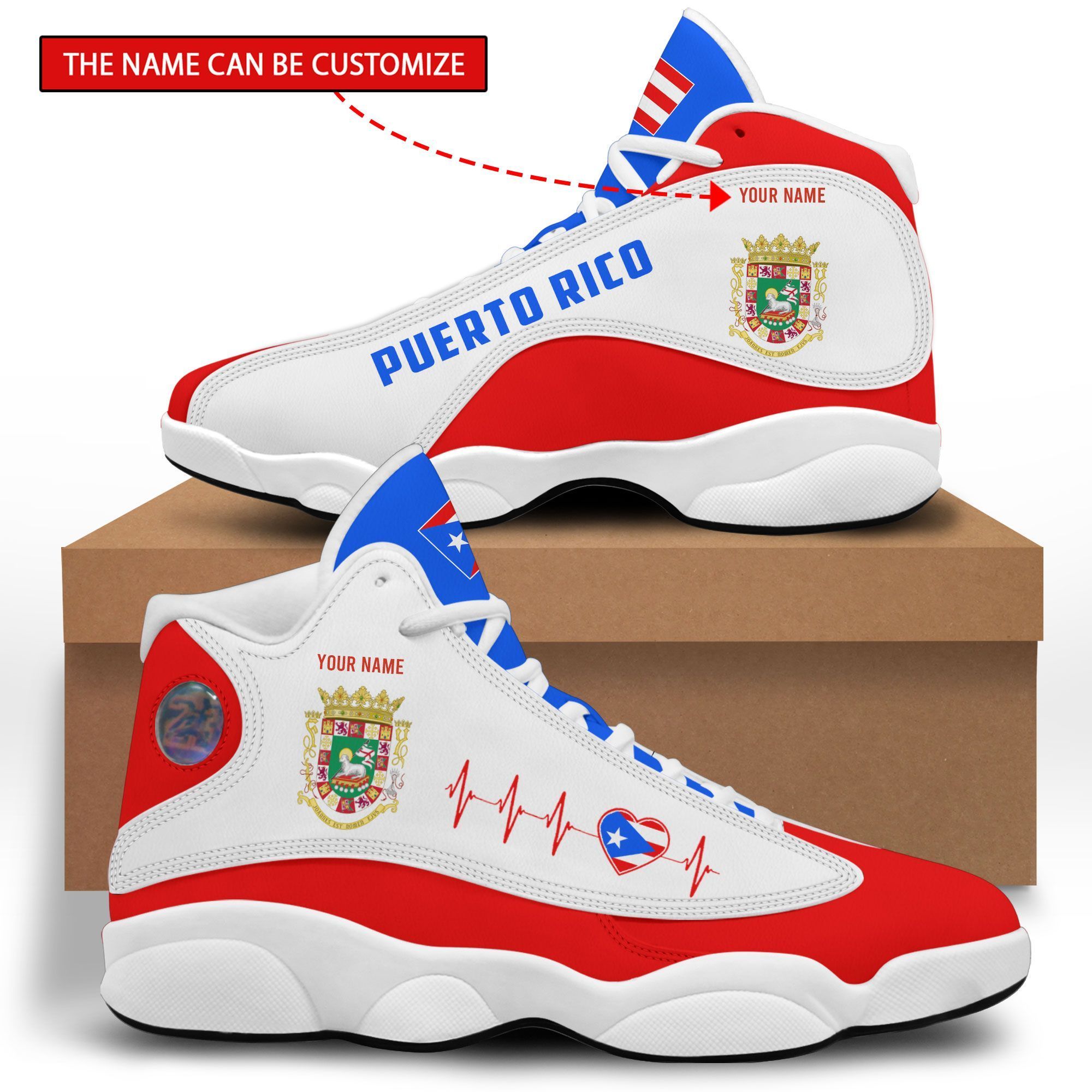 Personalized Coat Of Arms Of Puerto Rico Custom Air Jordan 13 Shoes Personalized Coat Of Arms Of Puerto Rico Custom Air Jordan 13 Shoes
