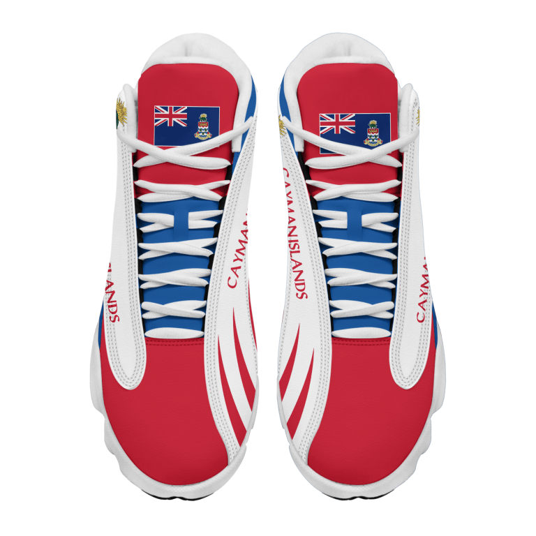 Personalized-Coat-Of-Arms-Of-The-Cayman-Islands-White-Red-Custom-Air-Jordan-13-Shoes-1