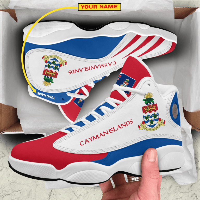 Personalized-Coat-Of-Arms-Of-The-Cayman-Islands-White-Red-Custom-Air-Jordan-13-Shoes-2