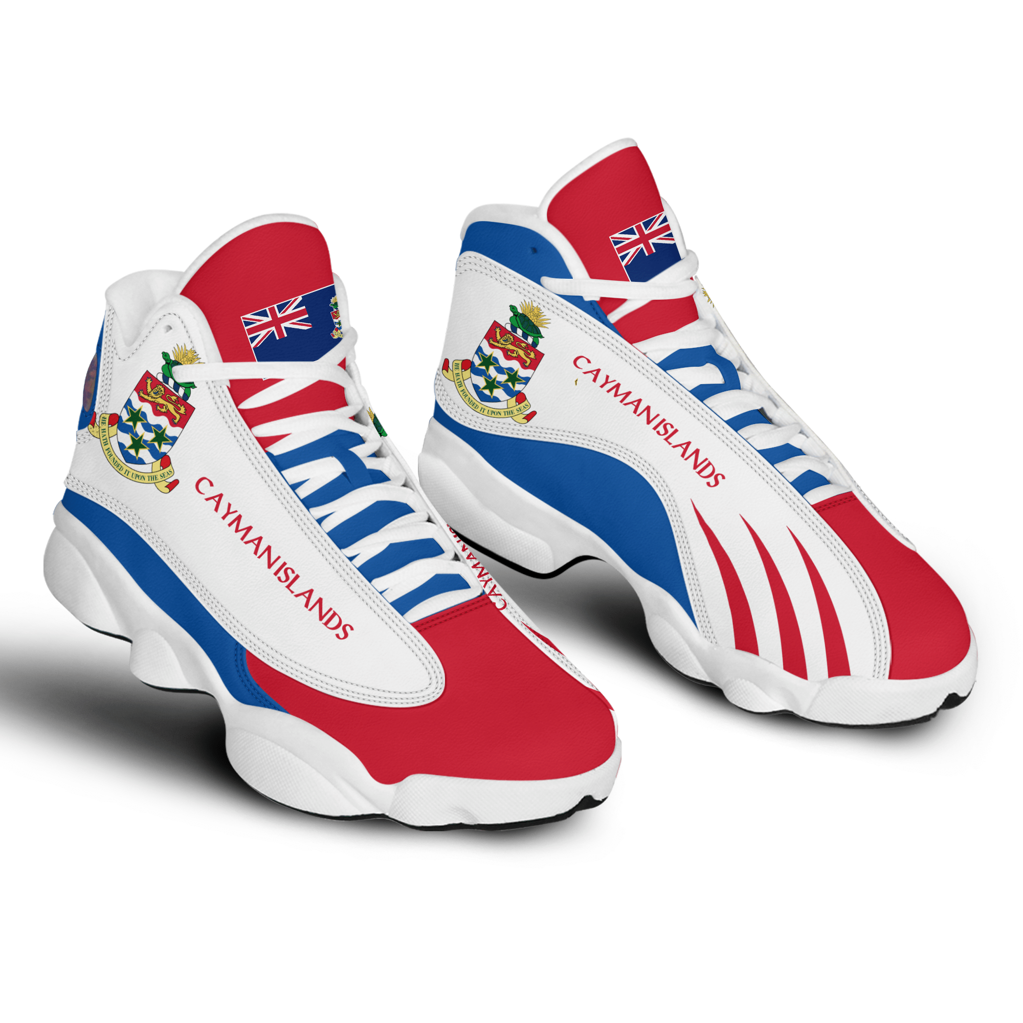 Personalized Coat Of Arms Of The Cayman Islands White Red Custom Air Jordan 13 Shoes Personalized Coat Of Arms Of The Cayman Islands White Red Custom Air Jordan 13 Shoes